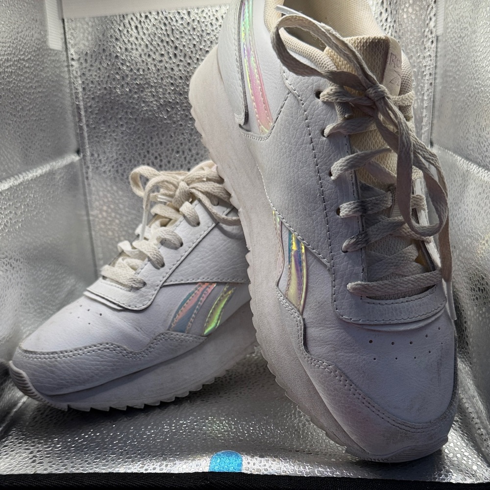 Reebok White Sneakers with Iridescent Details